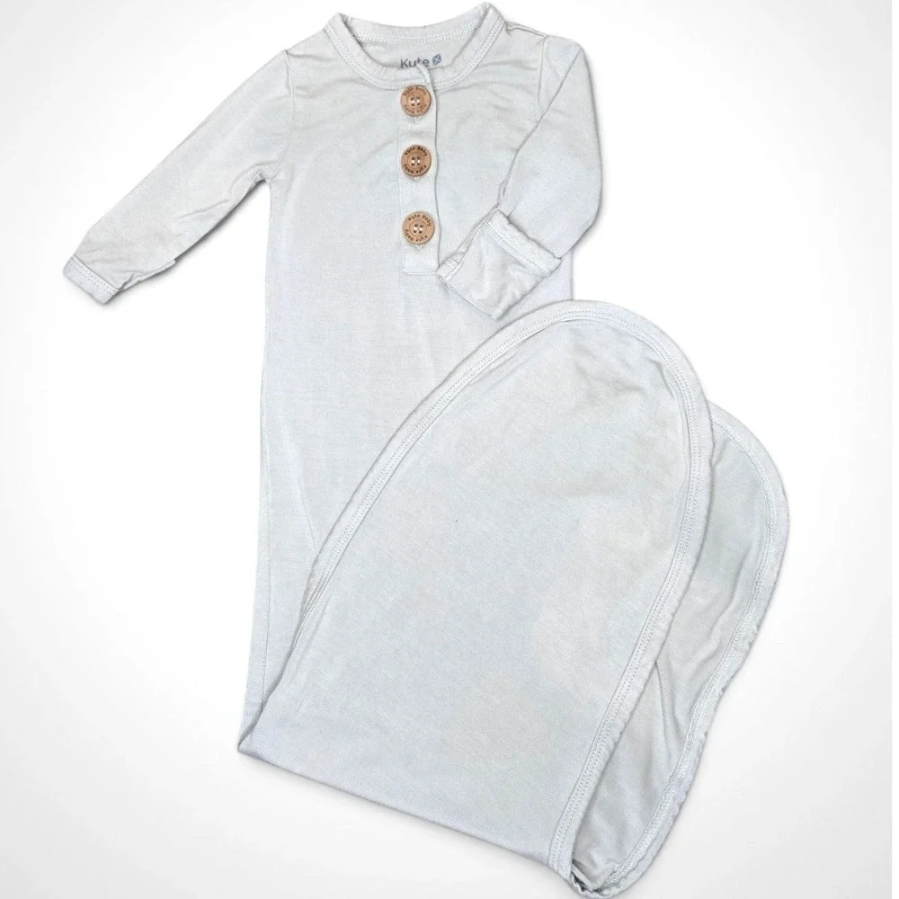 Kyte Baby Newborn Knotted Gown in Oat
